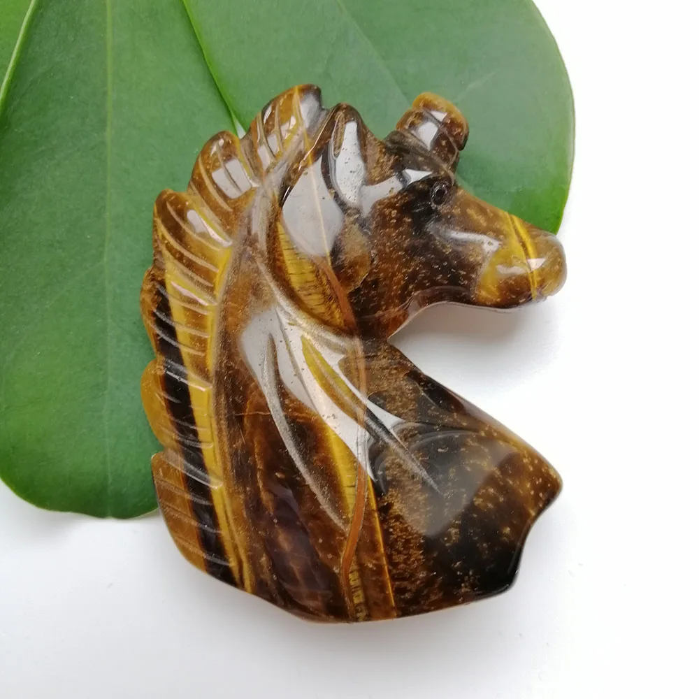 Высокое качество 2 дюймов натуральный тигровый глаз в форме единорога камень