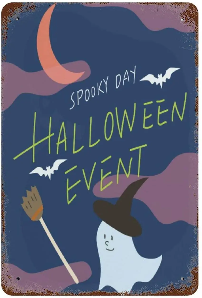Vinmea-Хэллоуин металлический жестяной логотип, художественное Украшение стен, алюминиевое украшение логотипа, 18x12 дюймов