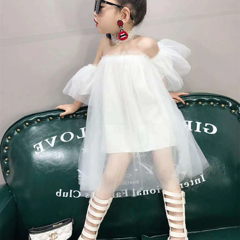 Летние длинные платья принцессы из тюля для девочек детские кружевные вечерние