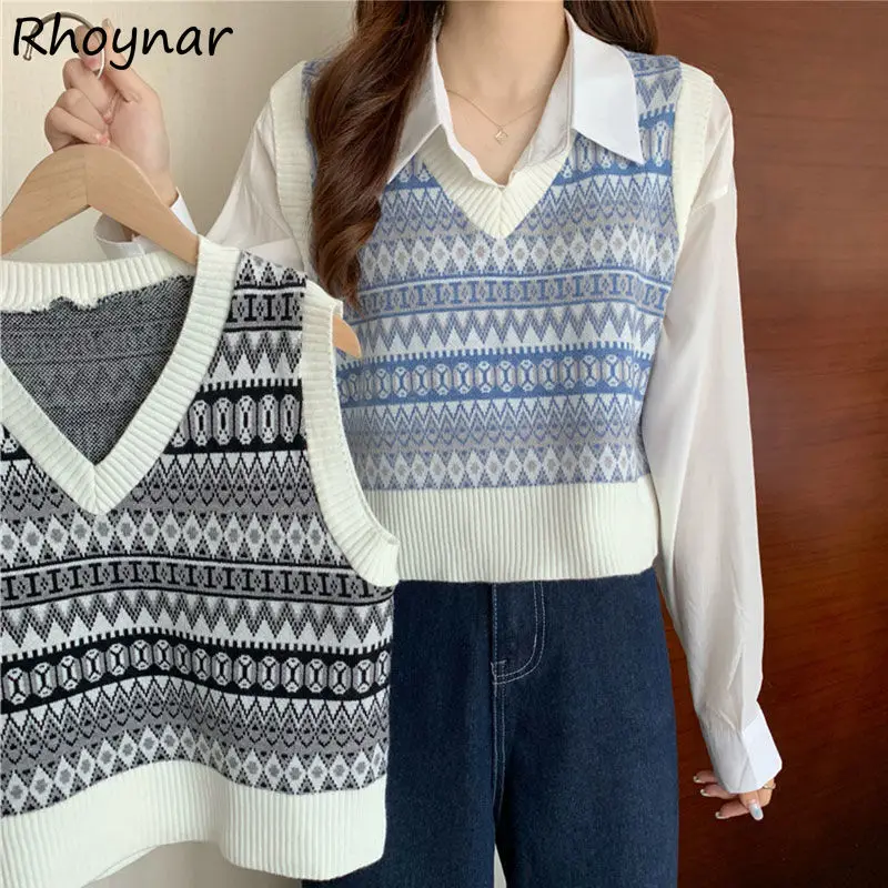 

Женский свитер-жилет в стиле пэчворк, Новый Модный Универсальный простой мягкий Женский Повседневный винтажный милый весенний шикарный св...