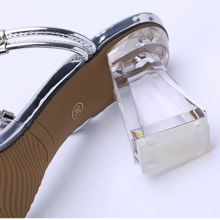 

Sexy Pvc Enkelbandje Vrouw Pearl Square Stiletto Shoes Met Hoge Hakken Dames Hoge Hak Bruiloft Shoes