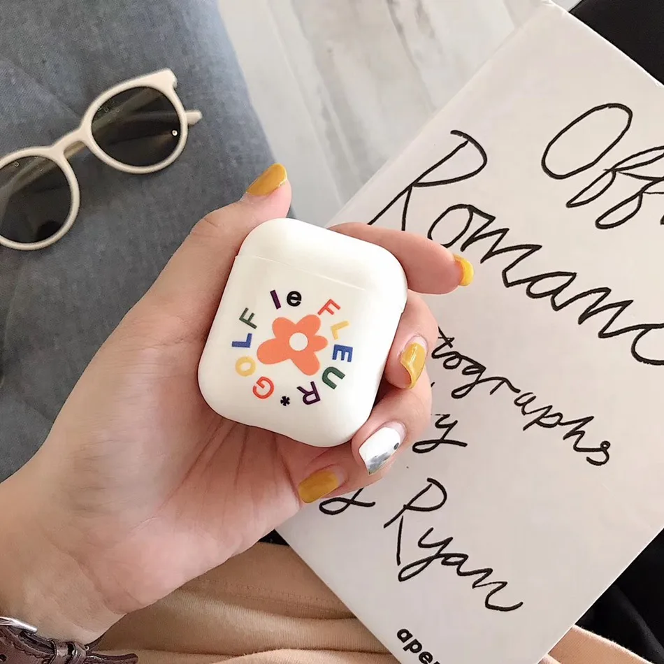 White Flower Для AirPods случае 3D мультяшный наушник чехол для Apple Airpods 2 забавные интимные аксессуары защитную крышку с палец кольцо ремень - Цвет: White Flower
