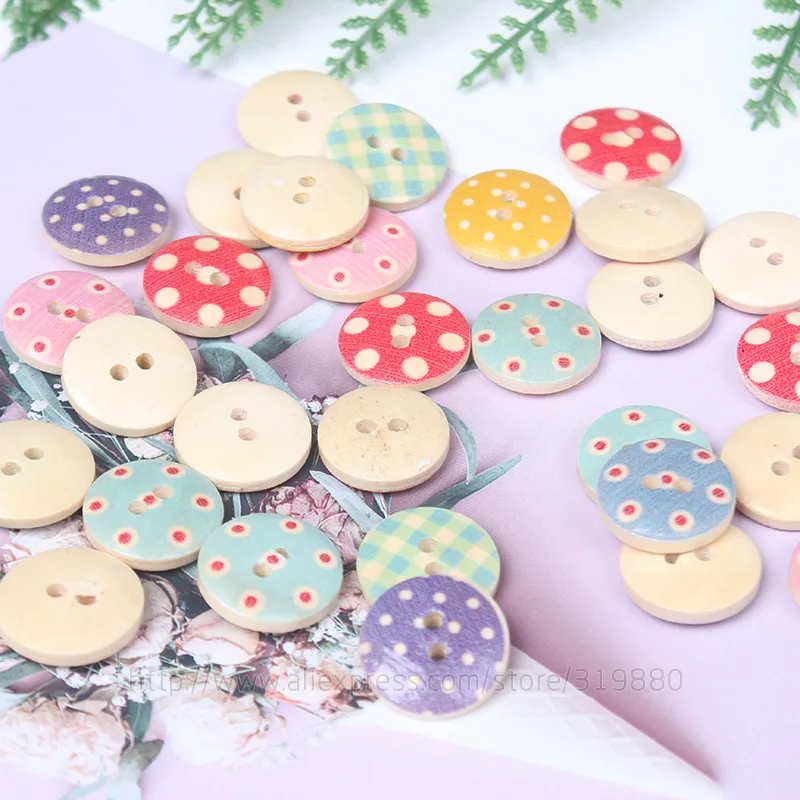 100 шт./лот цветные 2 отверстия 15 мм кнопки для шитья аксессуары скрапбукинга и