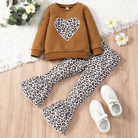 girls clothing set girls outfits love leopard print long sleeve topsbell bottomed pants 2pcs sets kids clothes spring fall 1 6y