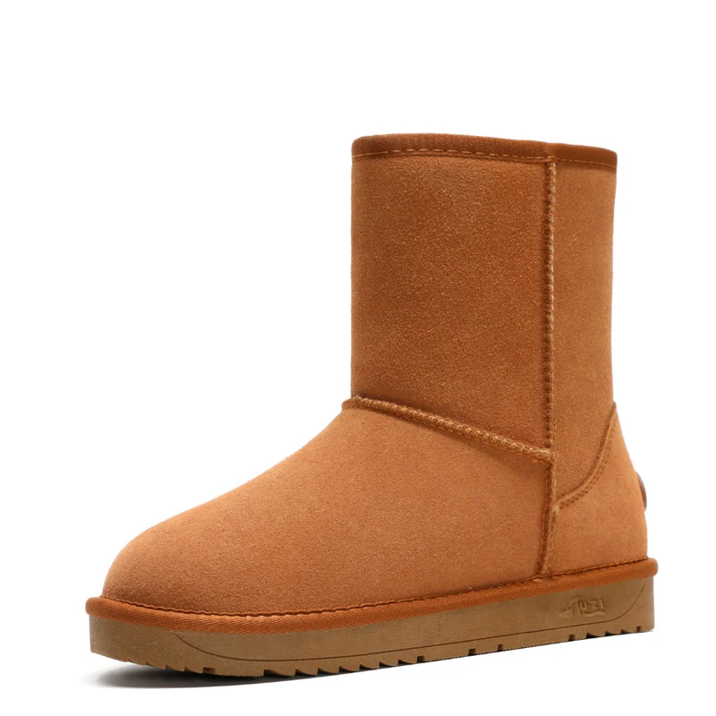 

Snow Boots Women Real Leather Mid-Calf Waterproof Warm Winter Boots For Women Classic Style Shoes