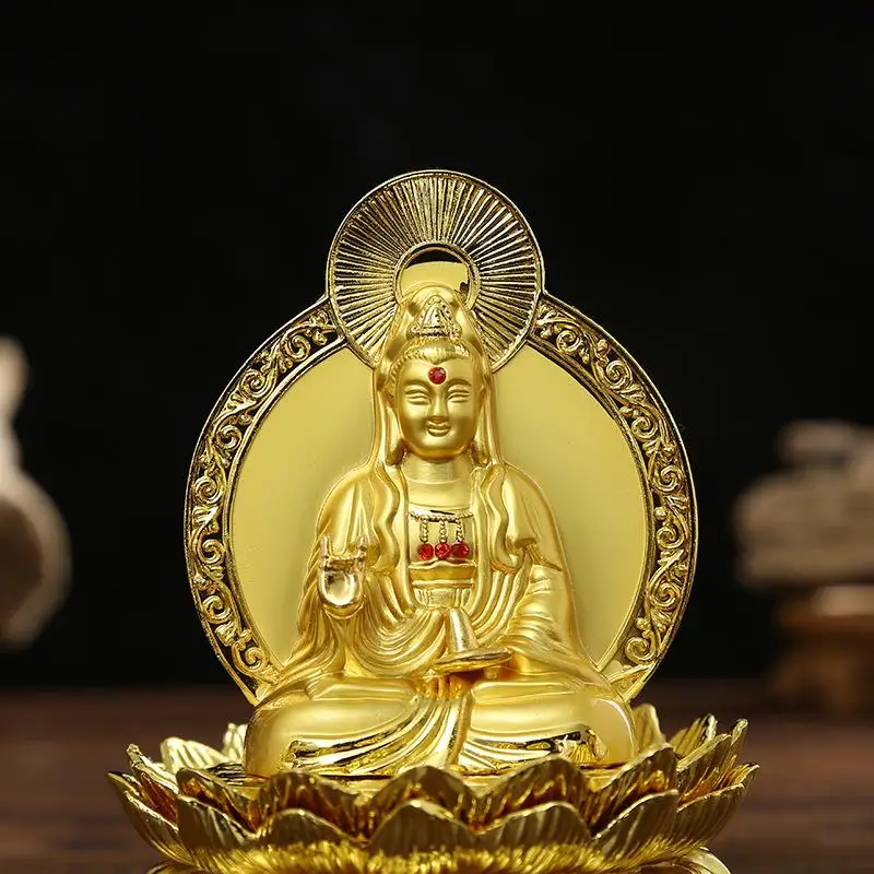 Home Furnishing Buddhist Temple Decoration Creative Zinc Alloy Buddha Statue Seating Desktop Decoration