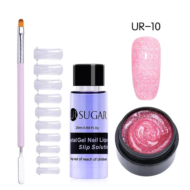 4pcs set10 UR SUGAR 15 мл Быстрый строительный поли гель продлевающий половой акт розовый блеск Замачивание от УФ СТРОИТЕЛЬ удлинение гель набор Типсы для маникюра палец расширение - Цвет: 4pcs set10