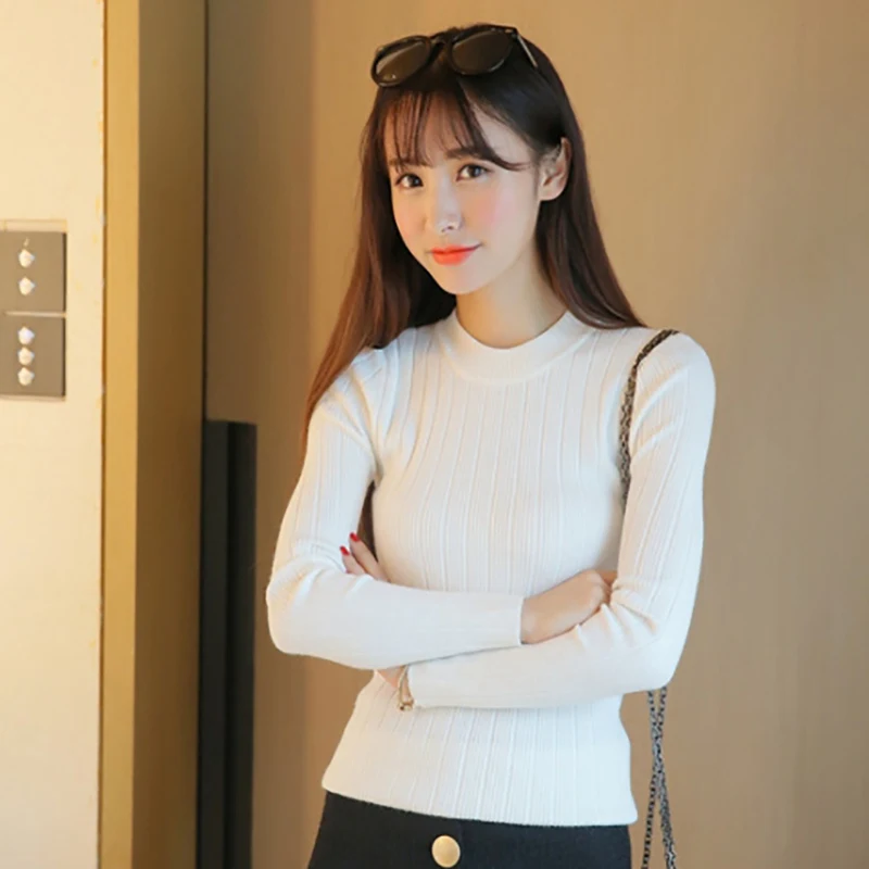 

Autumn Winter Korean Version Of Solid Color Half-high round neck design, highlighting elegance Selected cotton Sweater Hot