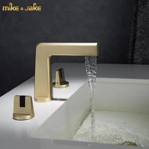 Щетка золотой Латунный смеситель для раковины для ванной комнаты смеситель с двойной ручкой для горячей и холодной воды кран для раковины для ванной комнаты черный золотой кран