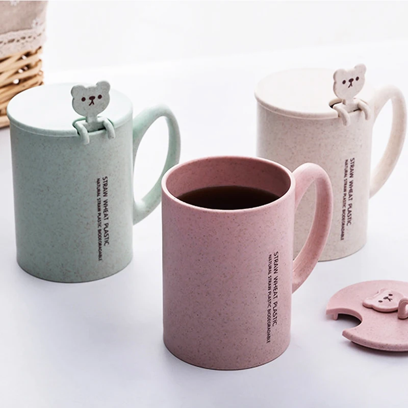 Кружка для кофе и чая с ложкой 450 мл кружки из пшеничной соломы креативные