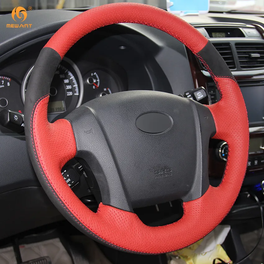 MEWANT красный из натуральной кожи черный замшевый чехол рулевого колеса
