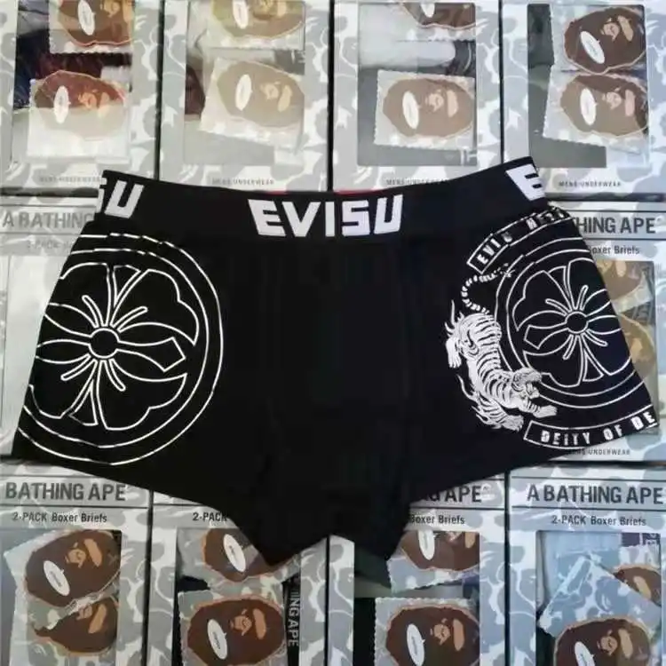 Новые полки Аутентичные Evisu повседневные мужские Tide бренд-Боксер Дышащие Боксеры хлопок печати мода боксер короткий жилет