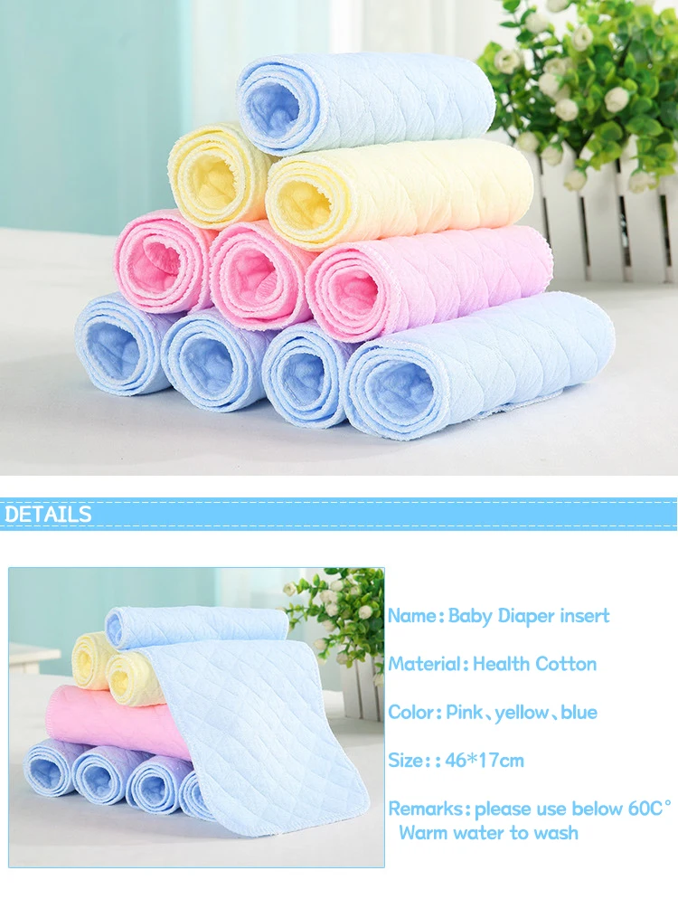 [usurpon] 5 pcs Cotton Insert Reusable Colored Baby Fitted Diaper Insert ECO Cotton Absorbent Newborn Diaper Insert