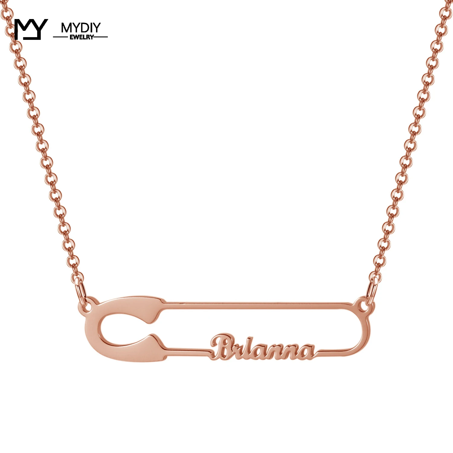 Personalized Letter & Safety Pin Charm Necklace&Pendant 925 Stering Silver Custom Nameplate Necklaces for Women Christmas Gifts