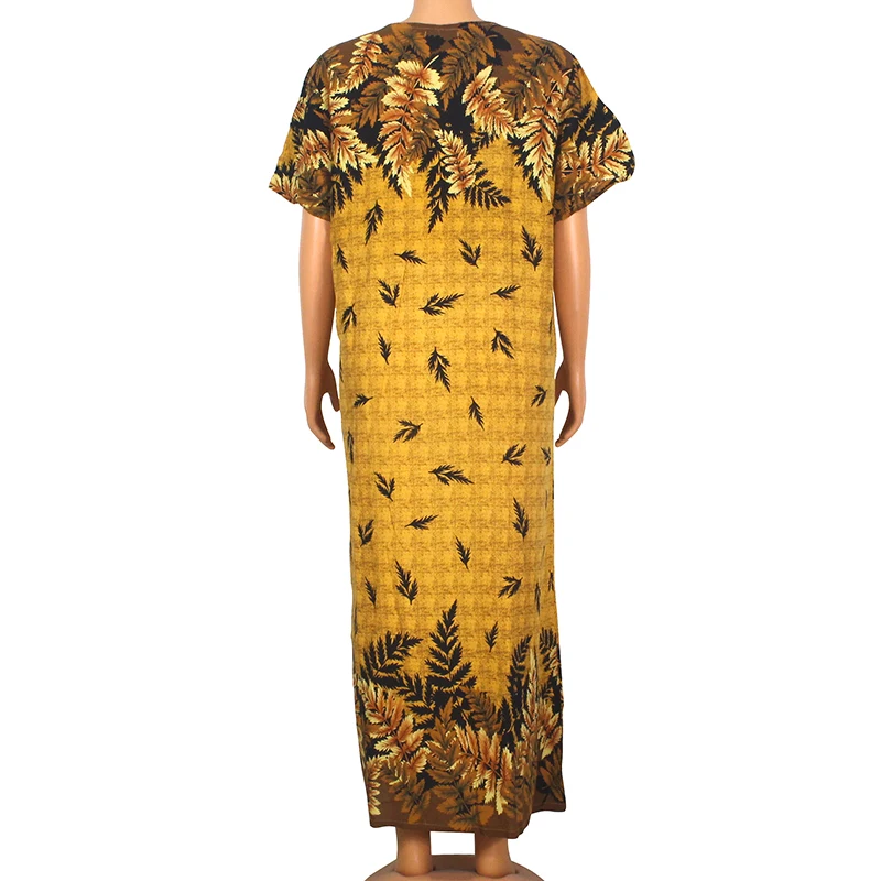 2020 Fashion Summer Modern African Dresses For Women Gold 100% Cotton Floral Print Elegant Mama Maxi Dress With Scarf | Тематическая