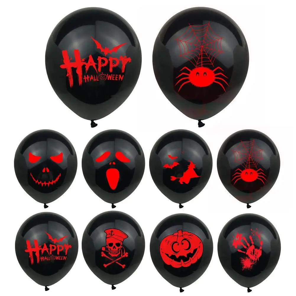 

10PC Halloween Latex Balloon Bat Pumpkin Ghost Face Blood Handprint Witch Pattern Halloween Party Decoration Balloon Set