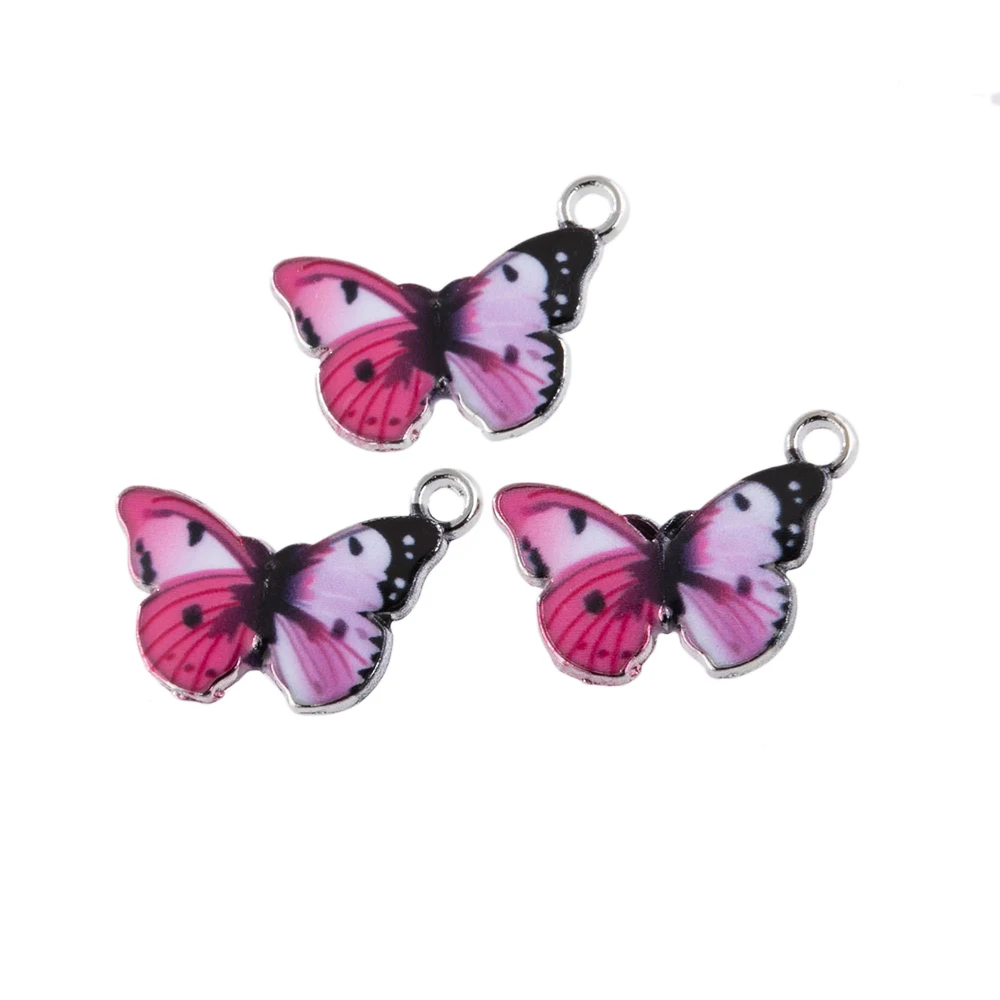 10 шт. Новые разноцветные эмалированные художественные бусины бабочки для женщин