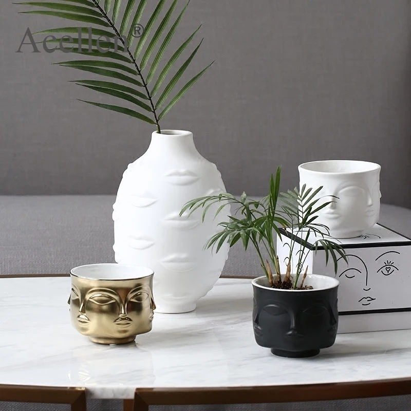 Скандинавская белая керамическая ваза для украшения интерьера Современное
