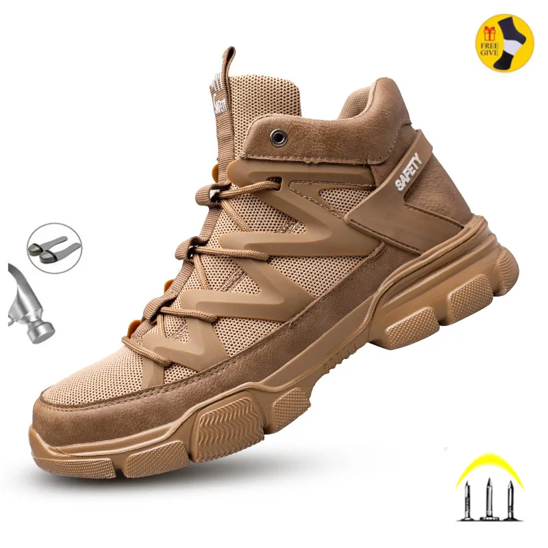Work Boots Indestructible Safety Shoes Men Steel Toe Shoes Puncture-Proof Work Sneakers Male Footwear Adult Security Shoes