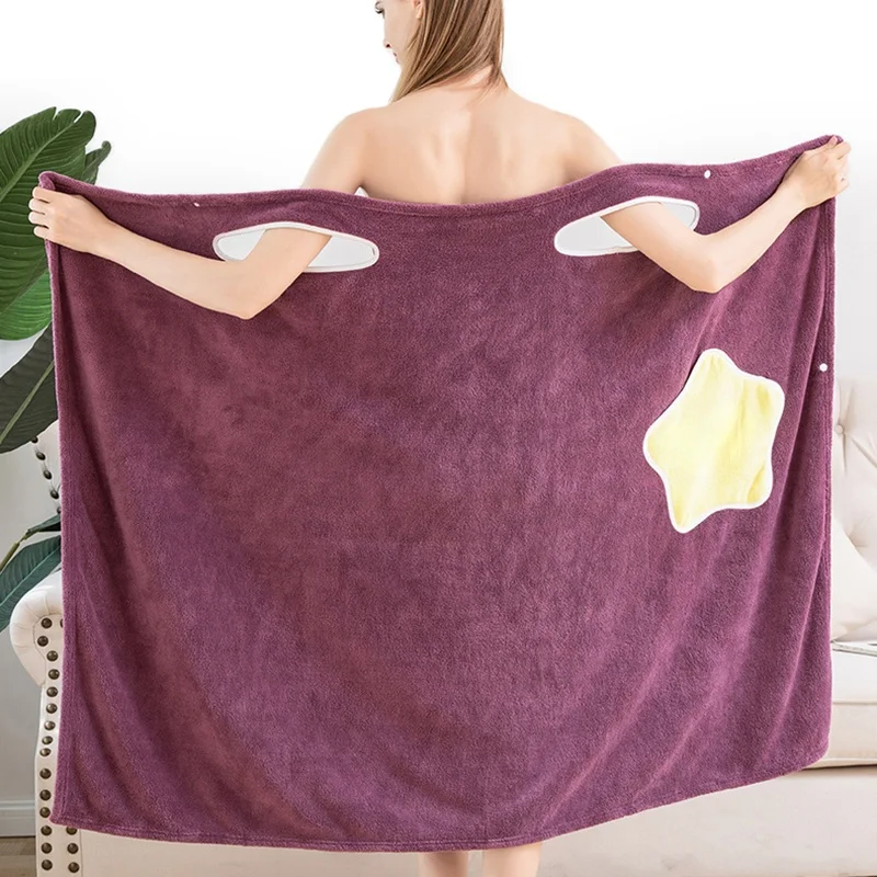 

Домашние носимые банные халаты, женские мягкие и приятные для кожи банные полотенца из микрофибры, абсорбирующие Банные полотенца, домашни...