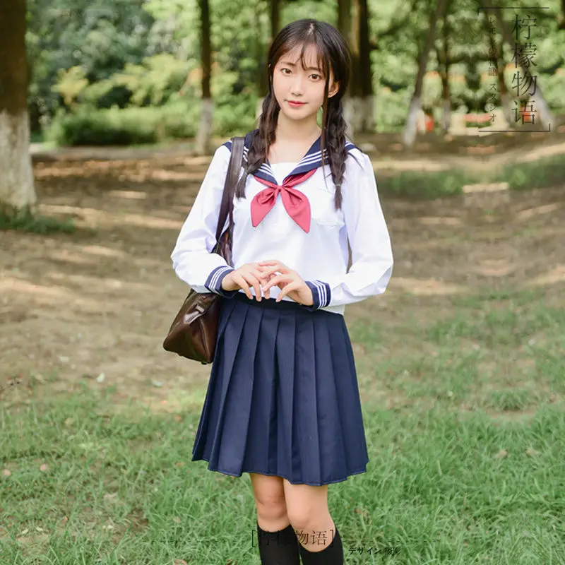Школьная форма японского моряка для девочек топы с длинными/короткими рукавами +