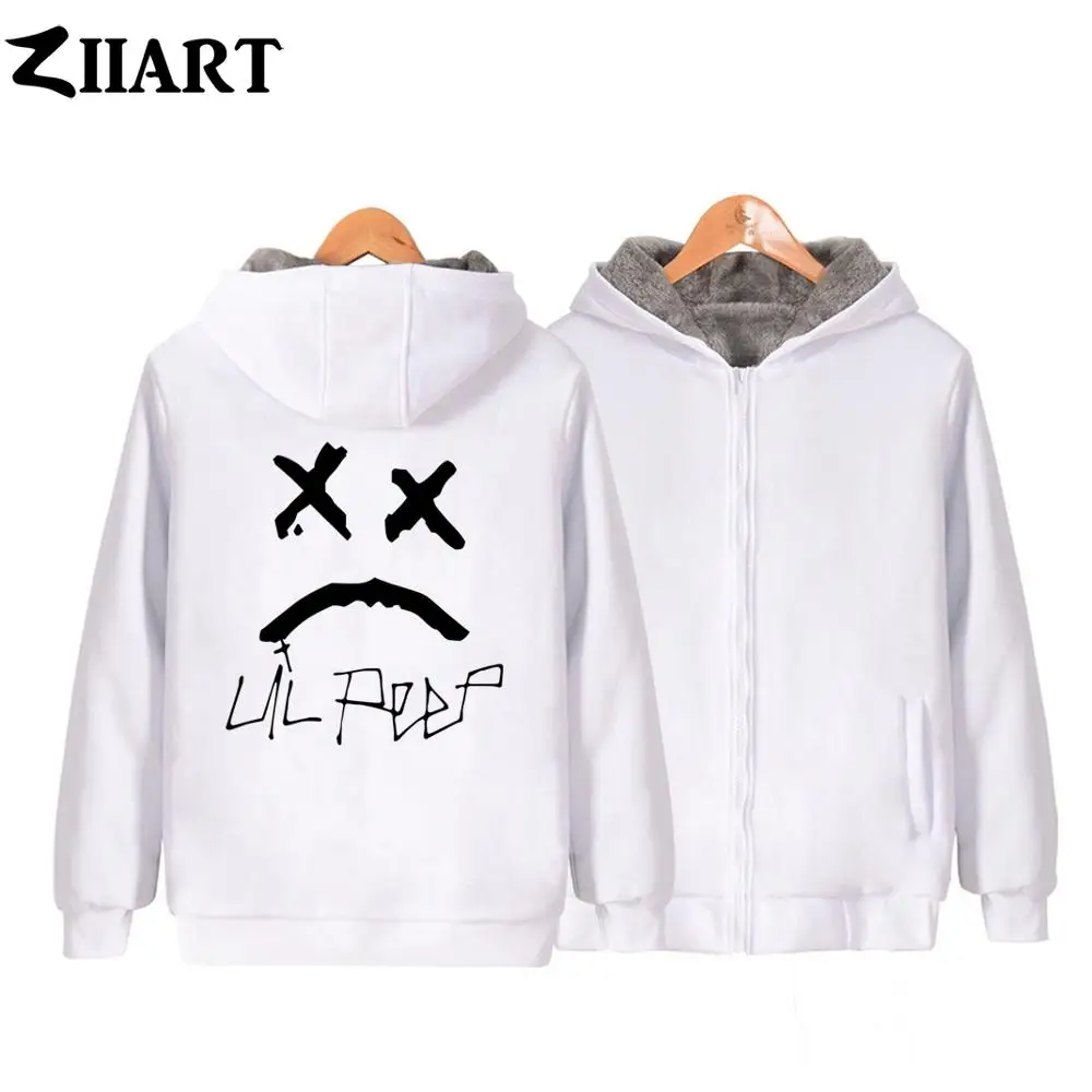 Sad Face Noose Lil Peep CRY BABY Love Tattoo Man Boy Parkas Full Zip Coat Plus Velvet Autumn Winter Couple Clothes ZIIART