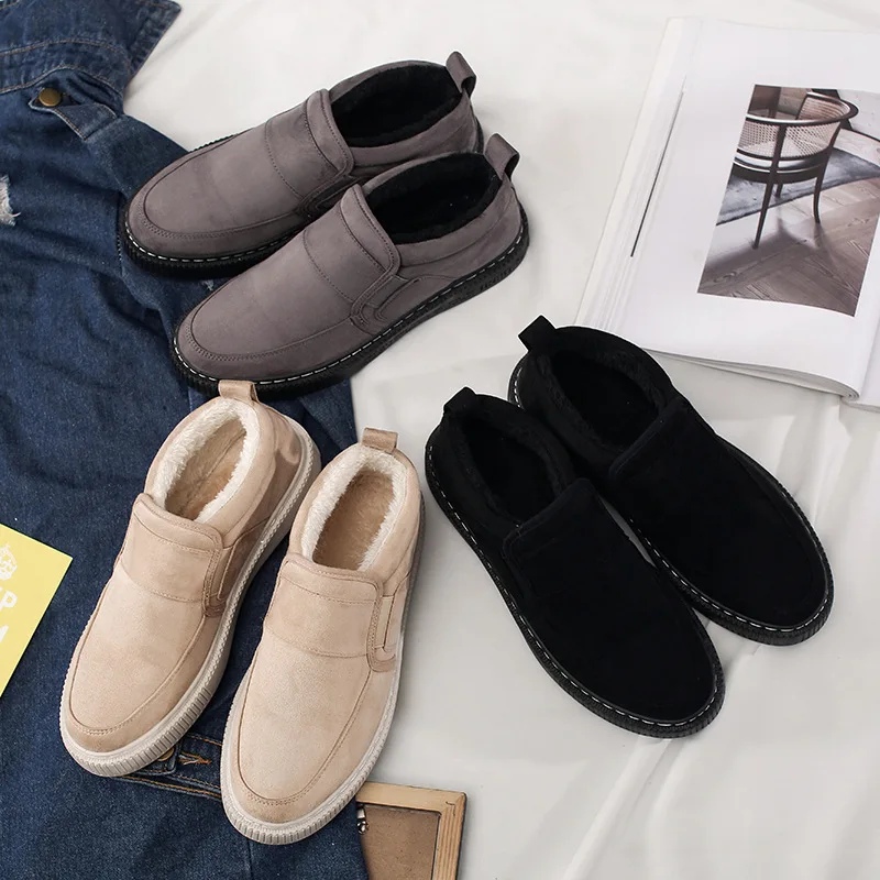 Winter fashion men's shoes leisure sneakers lazy flannel warm cotton | Обувь