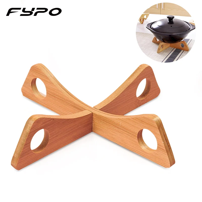 Fypo Detachable Wood Table Mat Kitchen Pot Heat Insulated Cooling Dish Potholders Gadget Holder Tray Rack Gadgets | Дом и сад