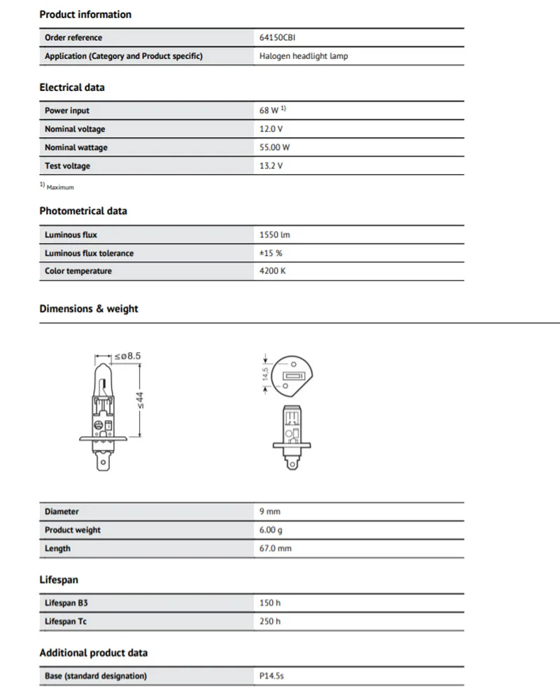 Лампа Ксеноновая OSRAM H1 галогенные лампы головного светильник автомобильный 4200K