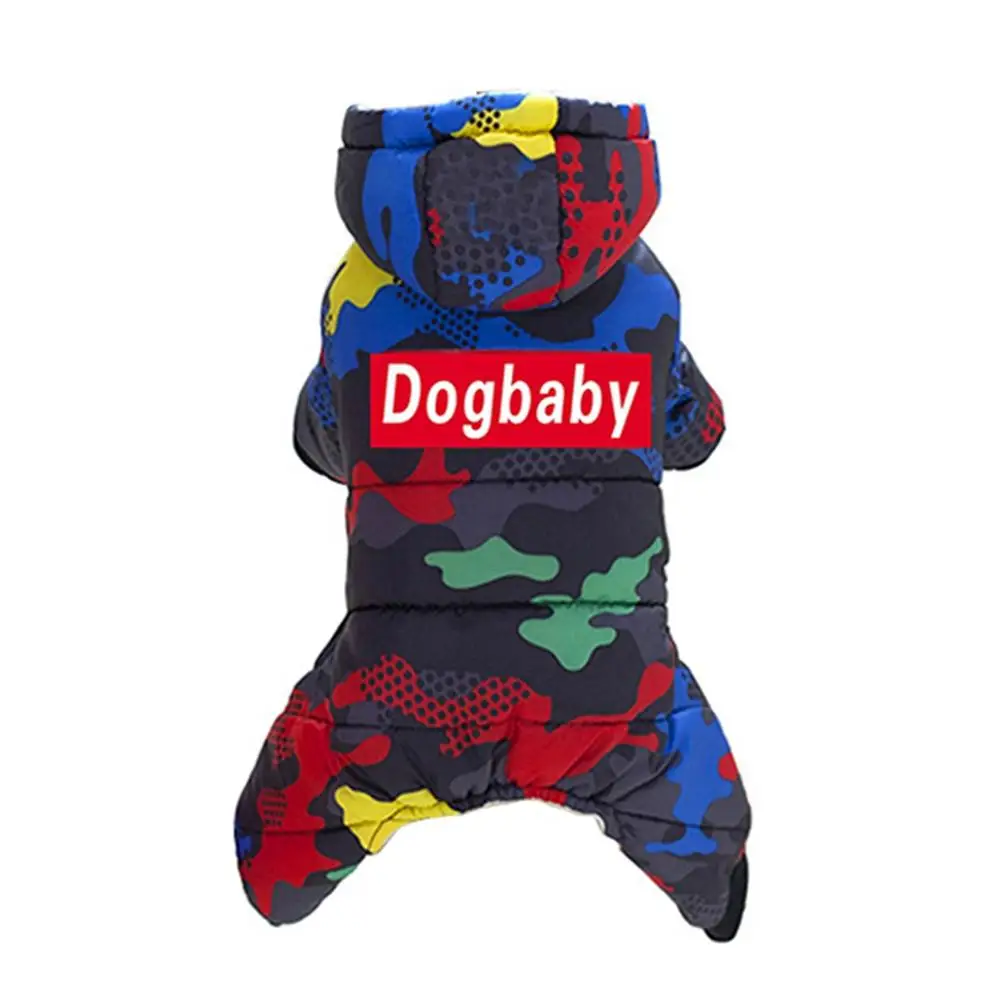 

Pet Dog Thickening Warm Jacket Hooded French Bulldog Camouflage Cotton Padded Coat