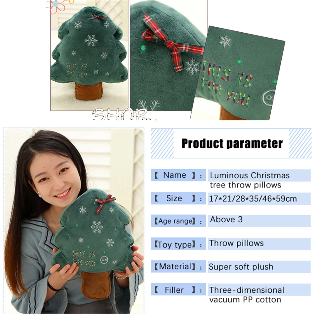 

Children's Plush Toy Christmas Tree Pillow Colorful Glowing Christmas Tree Christmas Decoration Gift Creative Birthday Gift 1535