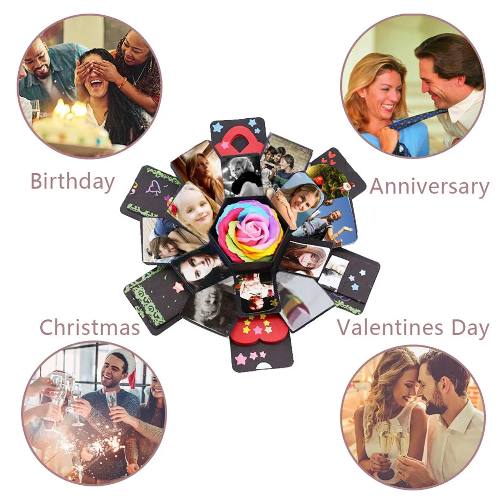 Фотоальбом сюрприз коробка для свадьбы любовь память складной многослойный