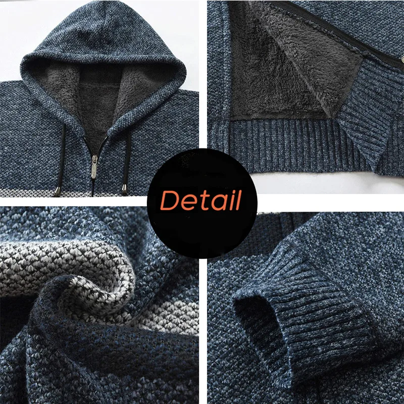 Hemiks, мужская повседневная куртка, зимняя, с капюшоном, Weatshirts, кардиган на молнии, с длинным рукавом, мужские вязаные пальто, куртка на молнии, кардиганы