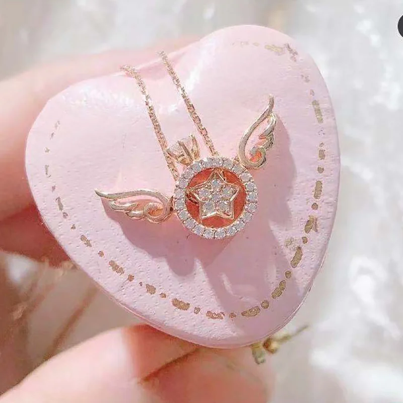 

Korean Fashion Angel Wings Women's Pendant Necklace trend Simplicity Diamond-encrusted Rose gold Women's necklace wholesale