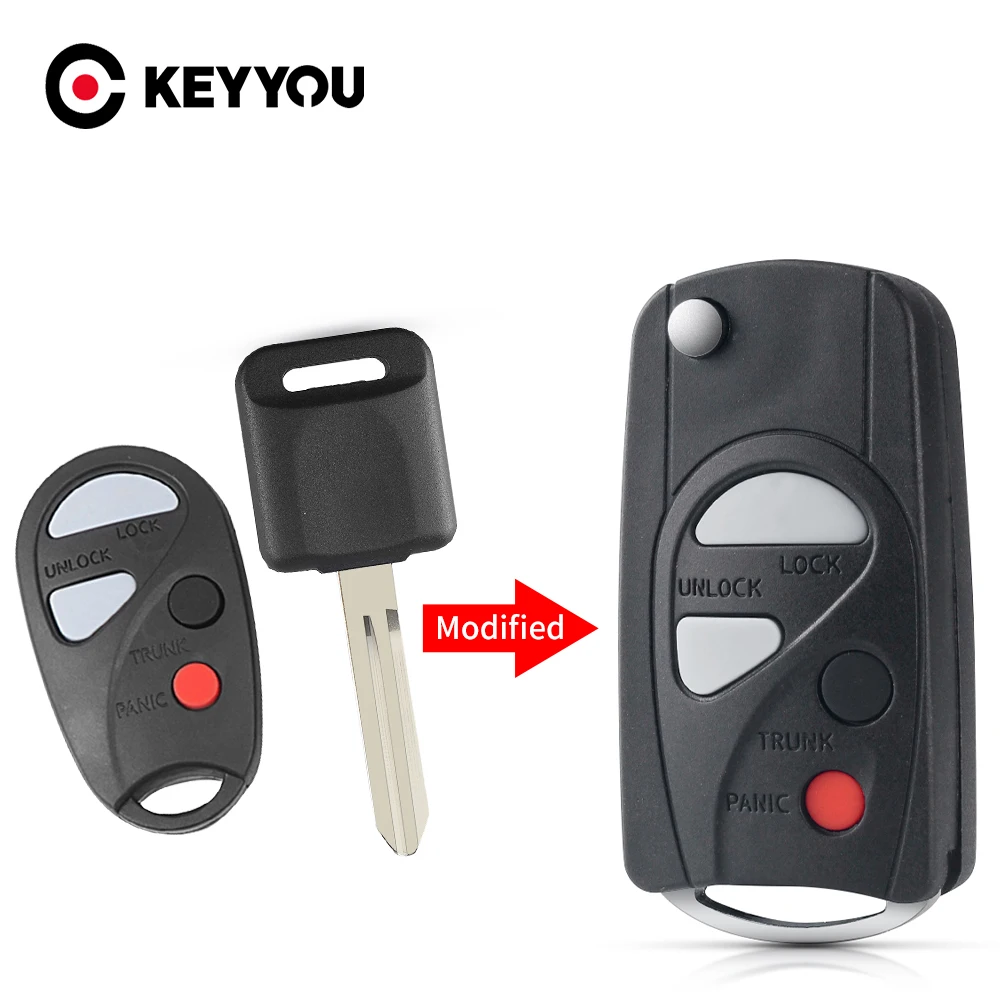 Модифицированный чехол KEYYOU для ключа с 4 кнопками дистанционного Nissan Sunny A33 Cefiro Teana