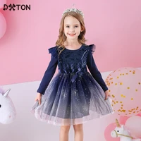 dxton princess dress for girls christmas party clothing long sleeve girls dress bling sequin winter children girls tutu dress