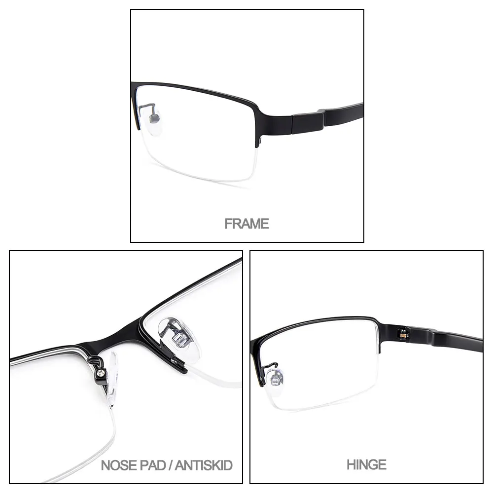 

CICCOLINI Men Semi Rim Glasses Frame Large Size Titanium Alloy Flexible Temple Legs Male Spectacles Prescription Frames MY7061