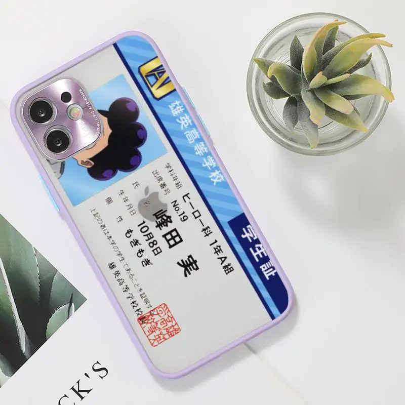 

My Hero Academia Midoriya Phone Case For iPhone 12 11 Mini Pro XR XS Max 7 8 Plus X Matte transparent Purple Back Cover