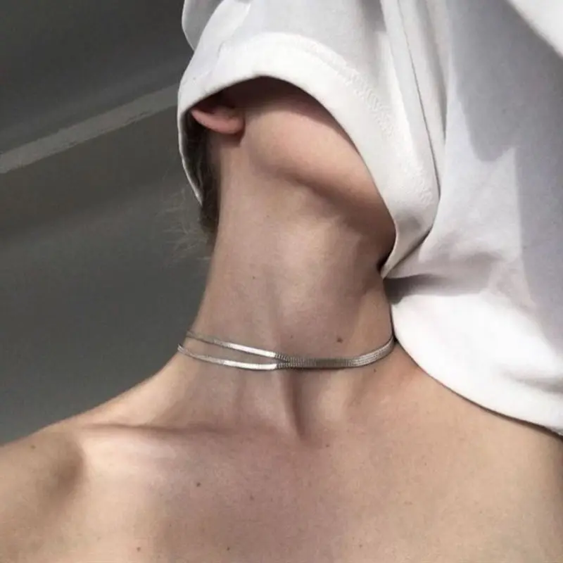 

Brass With 925 Sterling Silver Wrap Choker Necklace Women Jewelry Runway Designer T Show Party Gown Gothic Glam Japan Ins