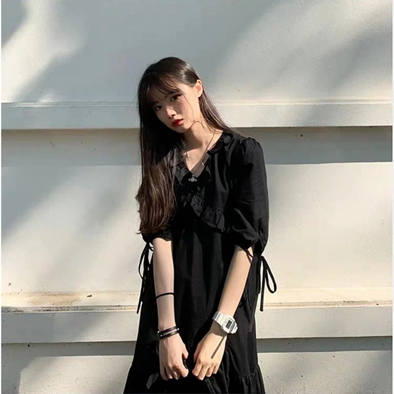 Женское платье трапеция с V образным вырезом и завышенной талией|Женские платья| |