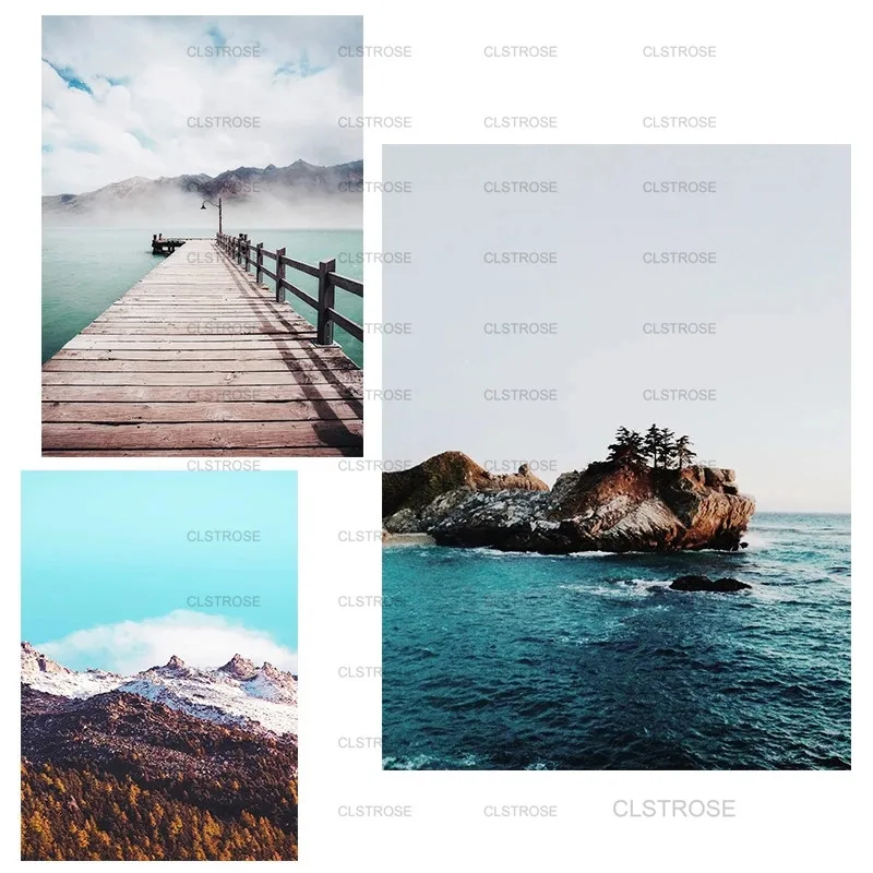 

Landscape Painting Mountain and Sea Bridge Poster Decoration Wall Art Decoration Art Home Decoration Canvas Painting Living Room