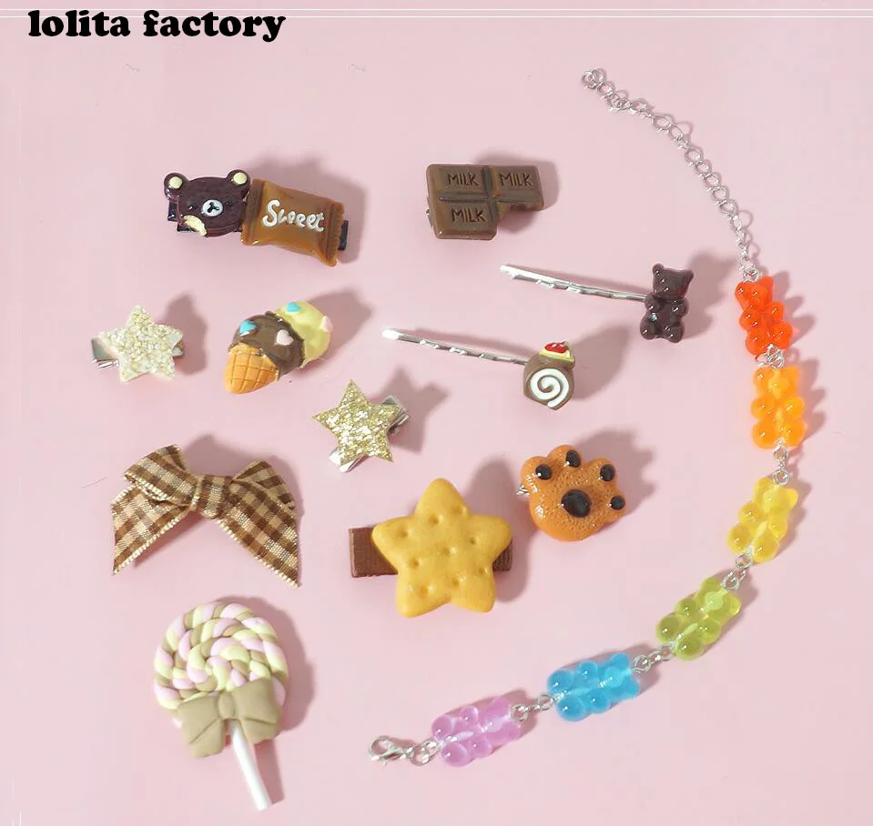 Заколка для волос в стиле Лолиты милая заколка девочек виде медведя пряничного