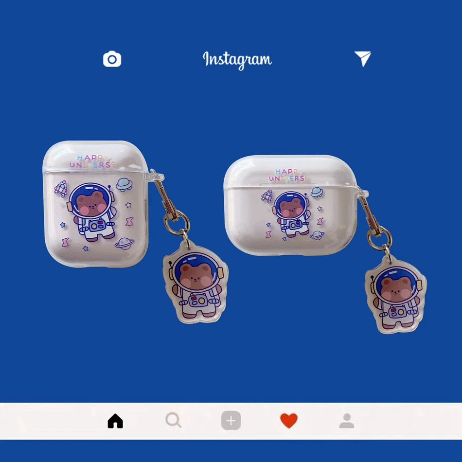

Astronaut Bear Rabbit Soft Clear Silicon Earphone Shell For AirPods 2 Cover For AirPods Pro 3 Earphone Case Cute Pendant Keyring