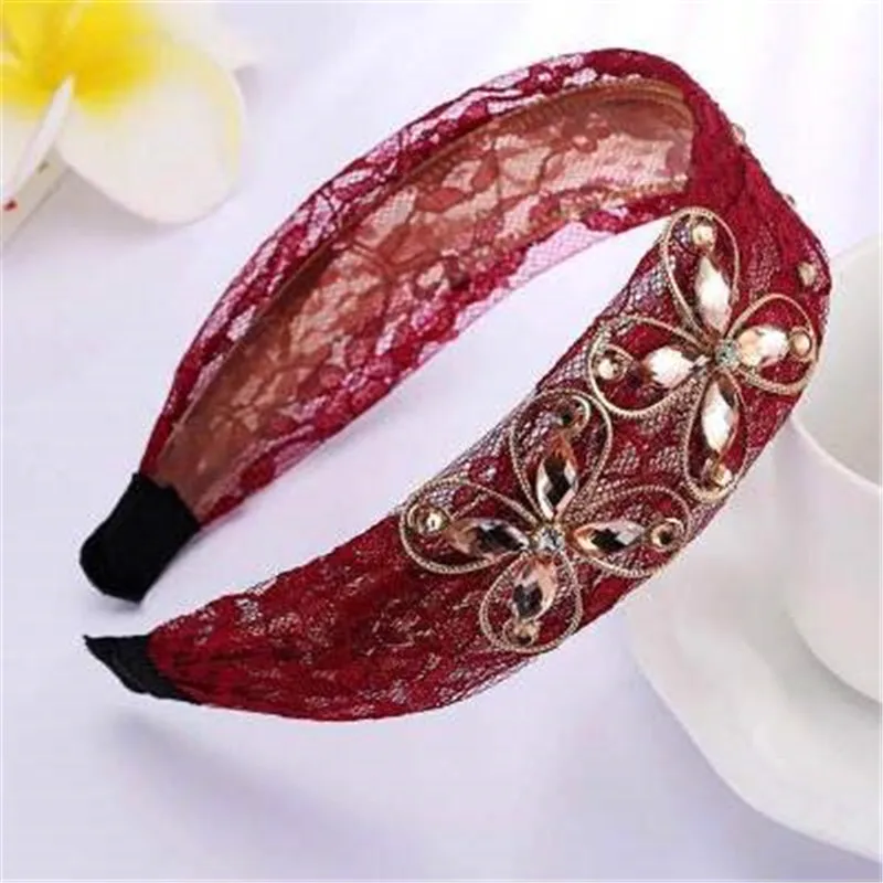 

Headband Hairband For Women Girl Lace Wide Teeth Flower Floral Rhinestone Fresh Sweet Korean Fashion Hair Accessories Wholesale