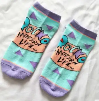 Современные носки с героями мультфильмов в стиле аниме Rocko's; Короткие повседневные летние женские носки с изображением собаки каваи; Милые Цветные Короткие носки из хлопка для пар - Цвет: 4