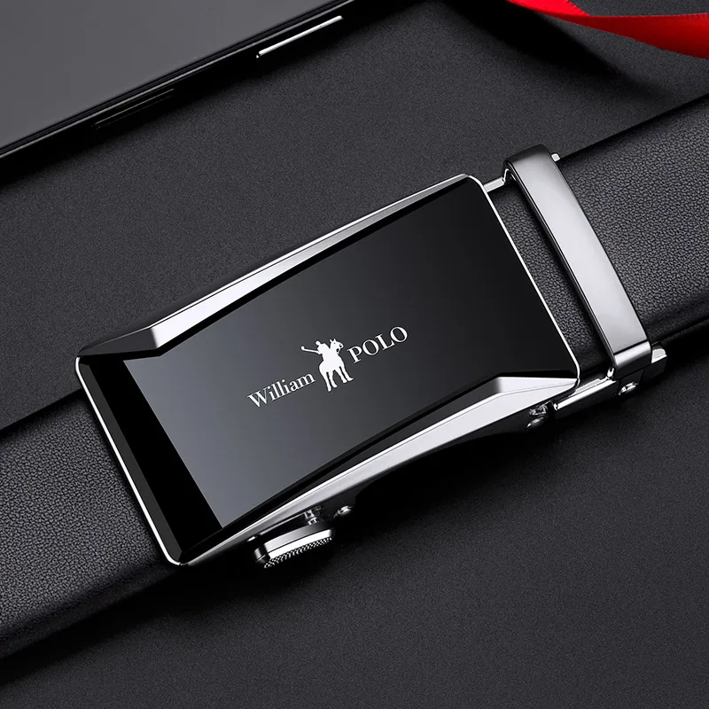 

Men belt genuine leather Adjustable automatic buckle business casual Luxury brand designer cowskin waistband male high quality
