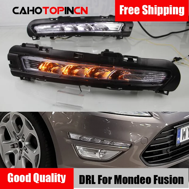 DRL For Ford Mondeo Fusion 2011 2012 2013 LED Daytime Running Lights LED Daylight Fog lamp with turn signal style relay