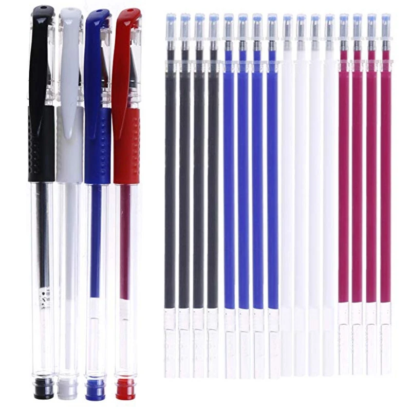 

4 Thermal Erasing Pen Fabric Marker Pens with 16 Refills for Various Colors of Leather Fabrics, Available in 4 Colors