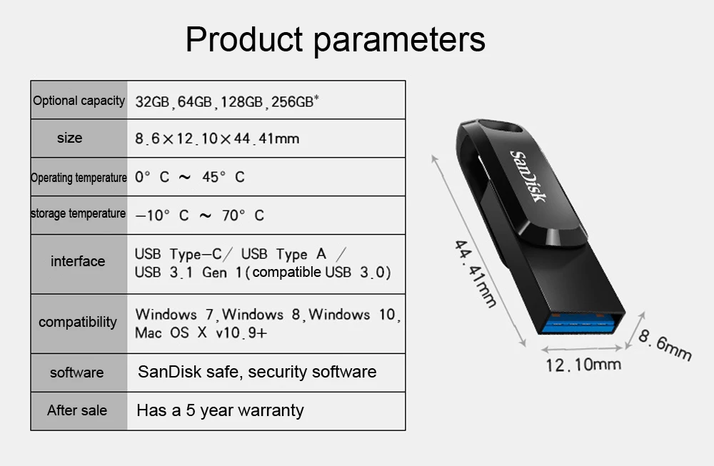 SanDisk флеш-накопитель USB 32 Гб 64 Гб 128 ГБ 256 ГБ ультра двойной USB3.1 диск OTG type-C флеш-накопитель 150 м/с для смартфонов и ноутбуков