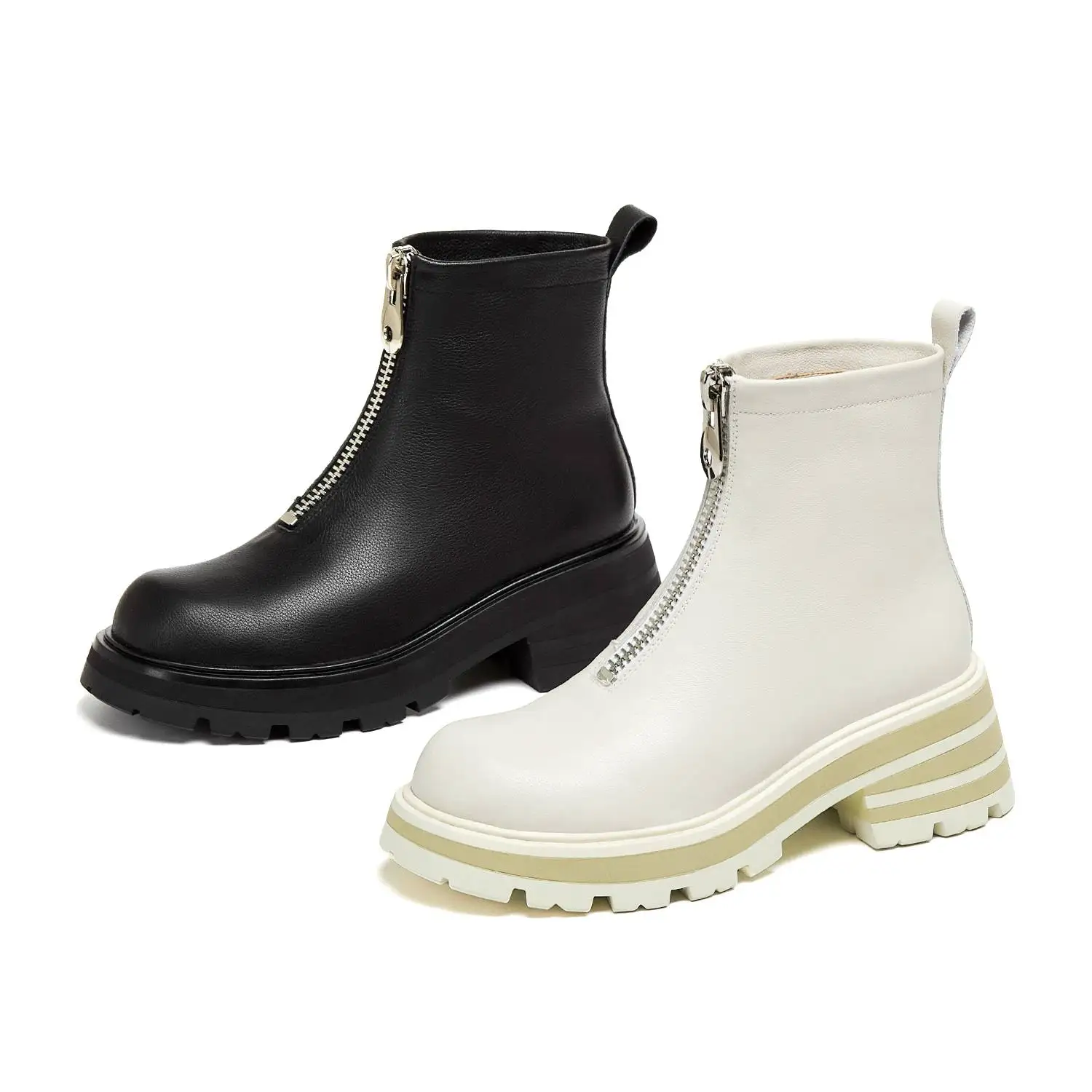 Beli Sepatu Boots Chelsea Ujung Bulat Musim Dingin Kulit Sapi Panci Krazing Sepatu Bot Pergelangan Kaki Gagah Klasik Berenda Silang Ritsleting Depan Tetap Hangat